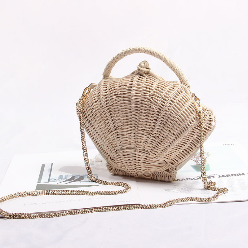 Women's Woven Shoulder Handbag Shell-shaped Chain Pouch