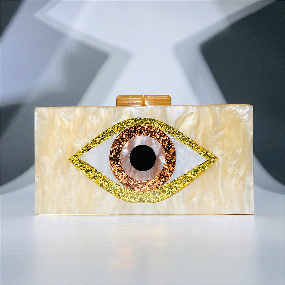 Bolsa de acrílico para mujer con forma de ojo, tipo caja, para banquete