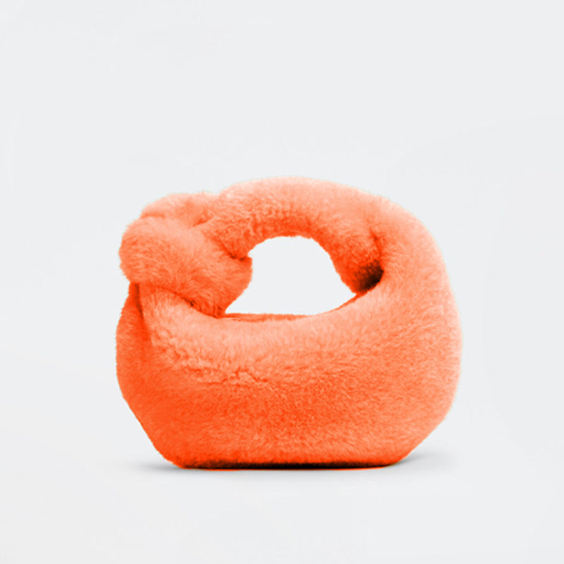 Sac à main plissé en peluche pour femme avec motif nuage