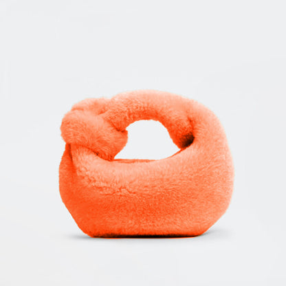 Sac à main plissé en peluche pour femme avec motif nuage