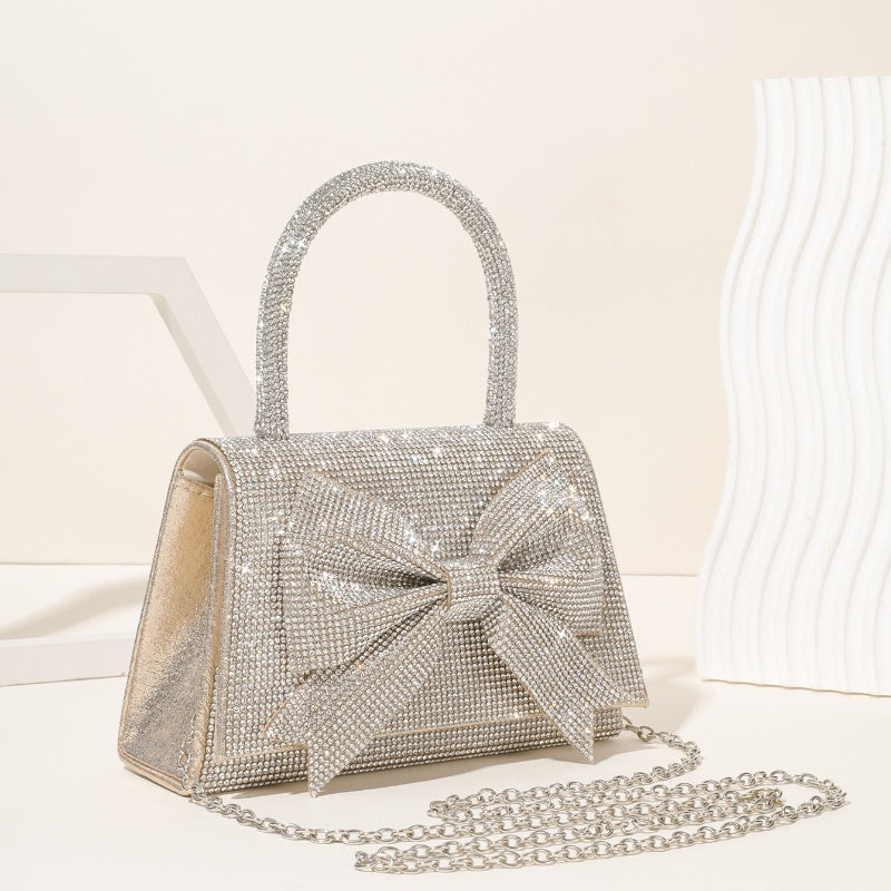 New Light Luxury Full Diamond Bow Handbag