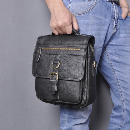 Bolso bandolera de cuero multifuncional informal a la moda para hombre