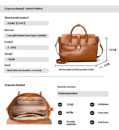 Sac à bandoulière rétro portable de grande capacité pour femme