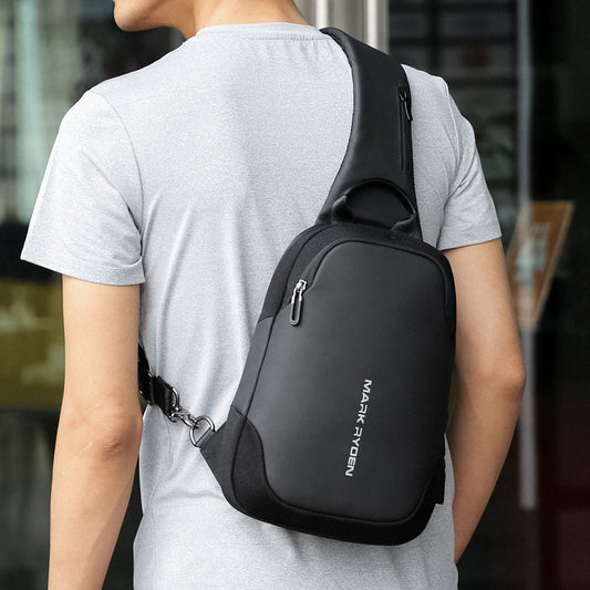 Bolso de pecho antirrobo USB para hombre