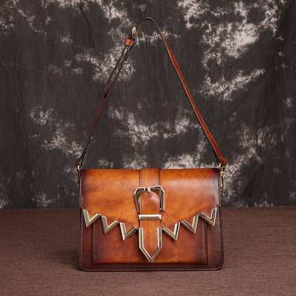 Diagonal leather retro small square bag