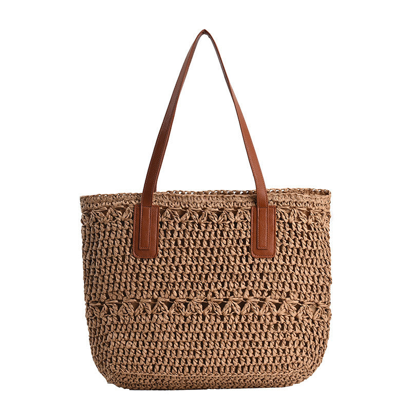 Sac à bandoulière tissé de grande capacité pour femme, tendance et polyvalent