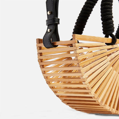 Vacation portable bamboo woven bag