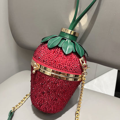 Sac à bandoulière simple en strass avec fraise