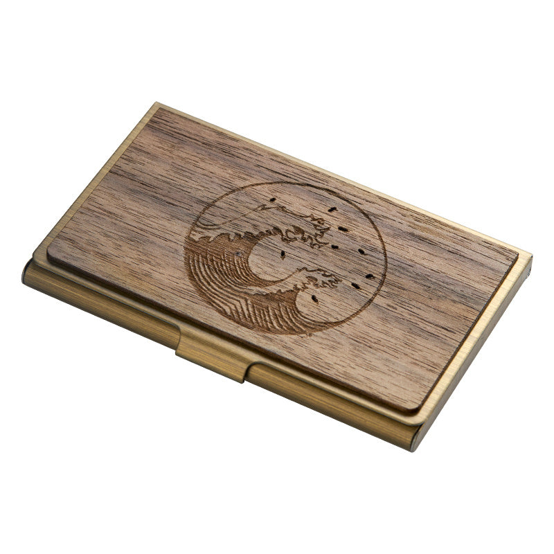 Custom Lettering Creative Stainless Steel Wooden Business Card Case