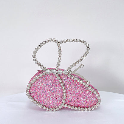 Bolso de mano con mariposas y diamantes de imitación para mujer