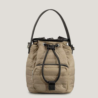 Sac seau rétro en coton et nylon pour femme