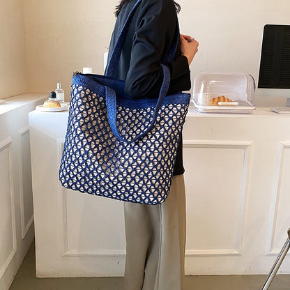 Sac à bandoulière creux en paille simple pour femme