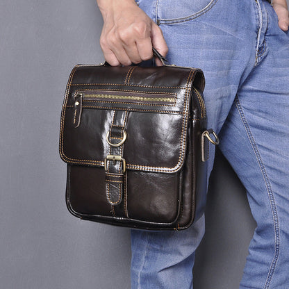 Bolso bandolera de cuero multifuncional informal a la moda para hombre