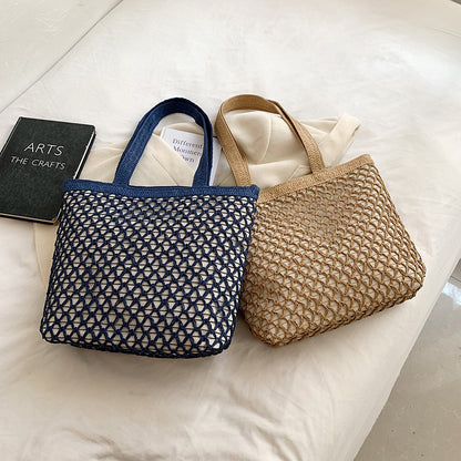 Sac à bandoulière creux en paille simple pour femme