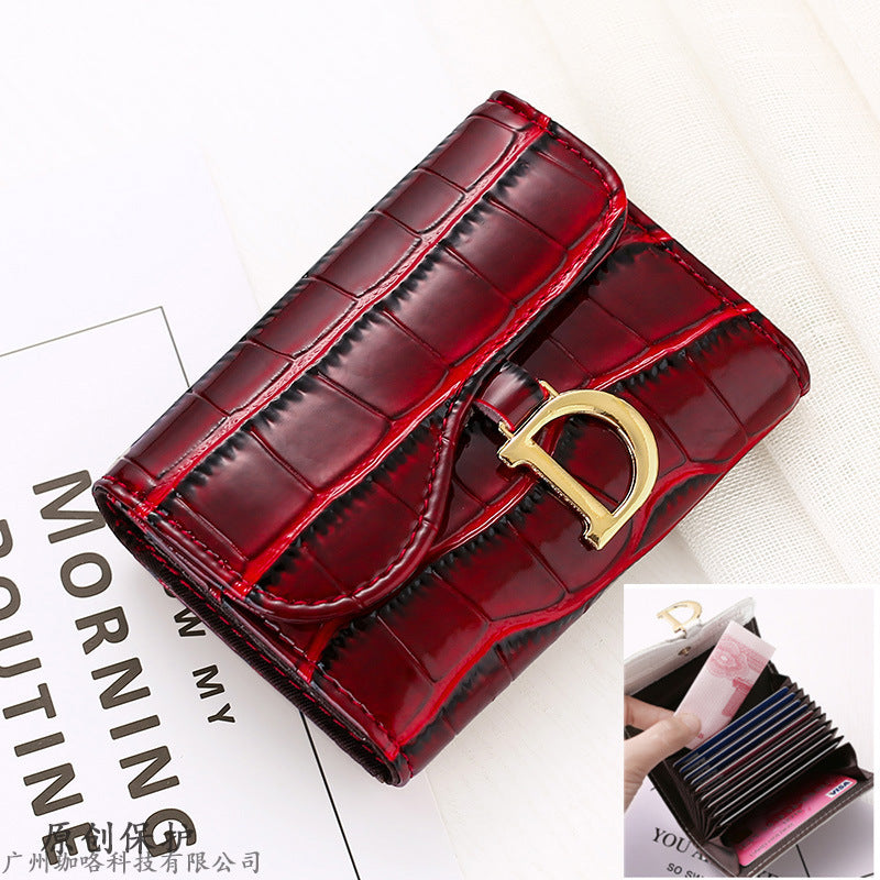 Fashion Personality Cowhide Texture Ladies Card Holder