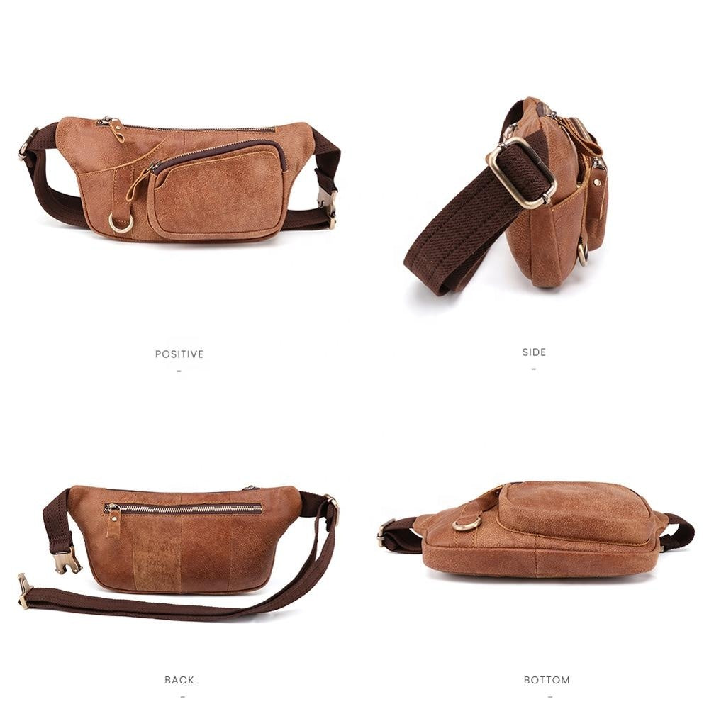 Bolso bandolera para teléfono, bolso de cintura para el pecho, bolso de cuero para hombre