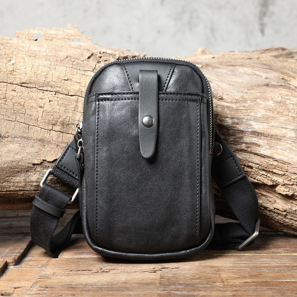 Leather One Shoulder Crossbody Bag For Men And Women