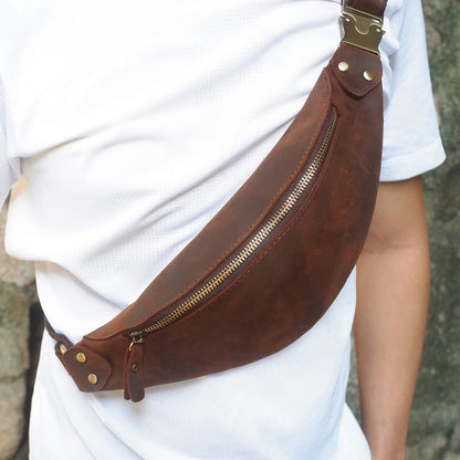 Sac à bandoulière multifonction vintage en cuir de vache pour homme