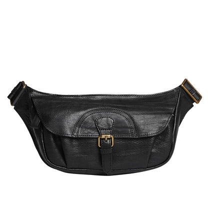 Bolso de pecho de cuero genuino para hombre Bolso de cintura cruzado de un solo hombro