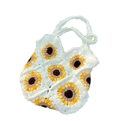 Sac tissé à la main en laine crocheté mignon tournesol depuis sac à bandoulière