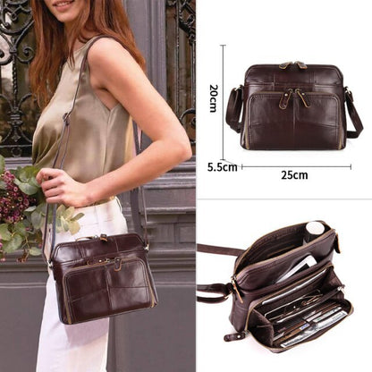 Versatile Single Shoulder Cross Body Three Layer Leather Small Bag Commuter Multi-layer