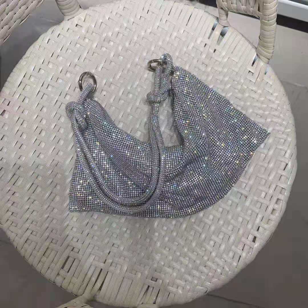 Bolso de hombro con lentejuelas y diamantes de imitación hecho a mano para mujer