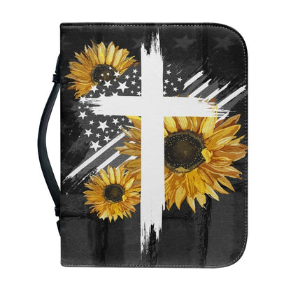 Bolsa de mano con forma de girasol y cruz sagrada para guardar libros con protección para impresión portátil