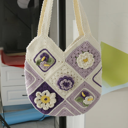 Cesta de verduras artesanal creativa tejida a mano, bolso de hombro pequeño