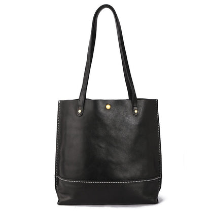 Bolso de mano de piel de vaca de capa superior, bolso de hombro informal coreano de gran capacidad para mujer