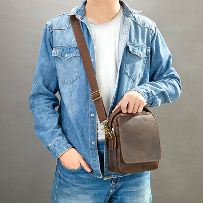 Hot Selling Crazy Horse Leather Small Handbag For Men