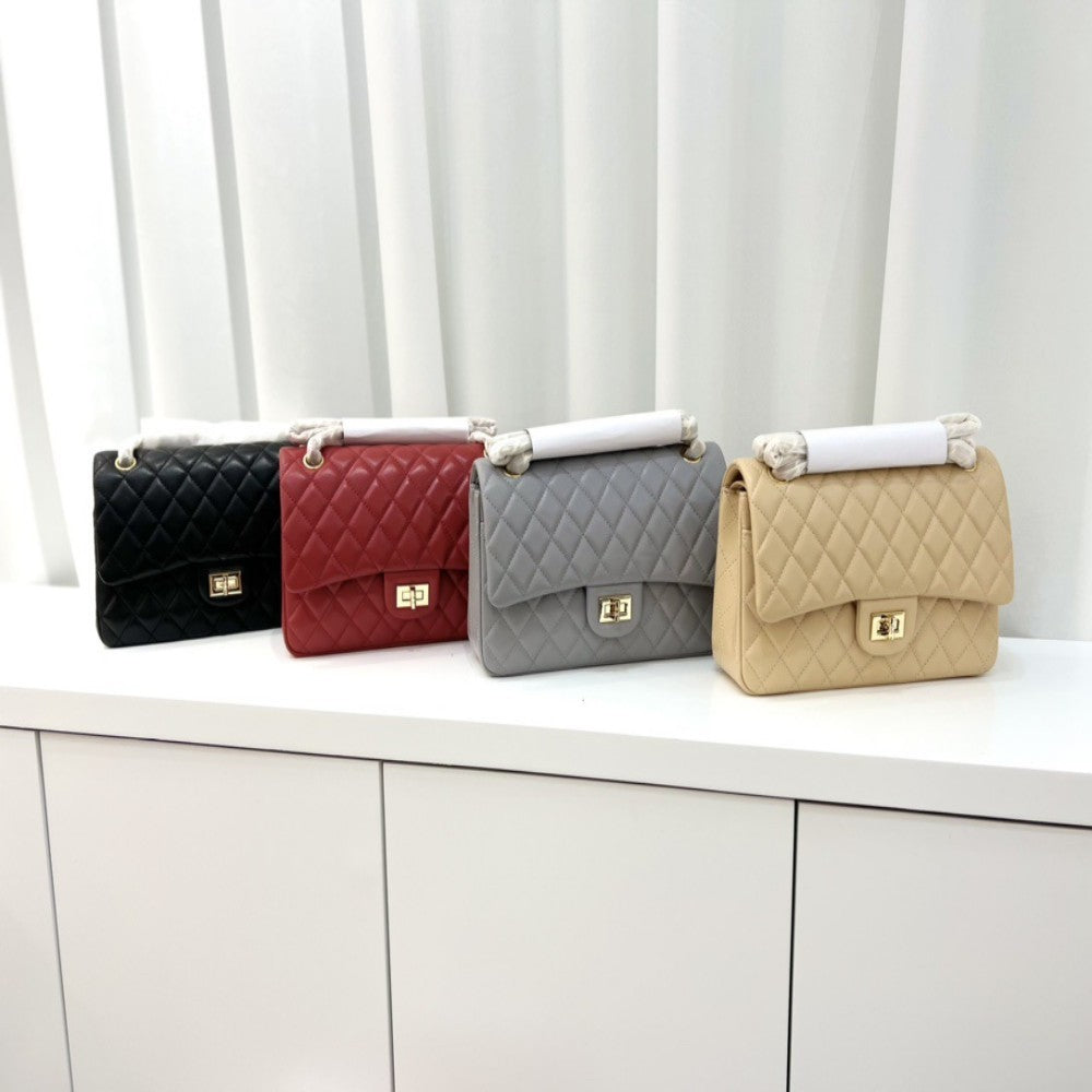 Leather Underarm Small Square Bag Diamond Chain Crossbody Bag