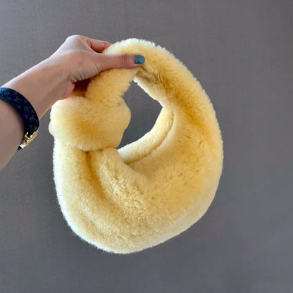 Sac à main plissé en peluche pour femme avec motif nuage