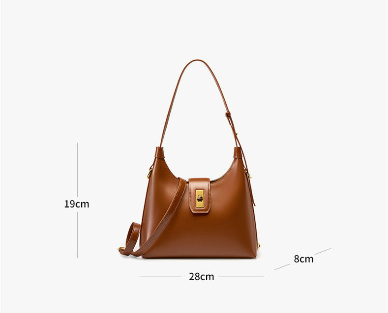 Sac à bandoulière en cuir véritable style rétro français pour femme