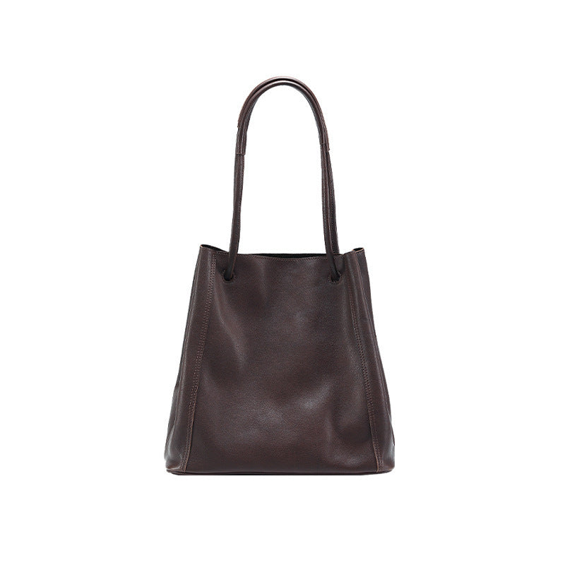 Sac seau en cuir souple pour femme en cuir véritable à bandoulière