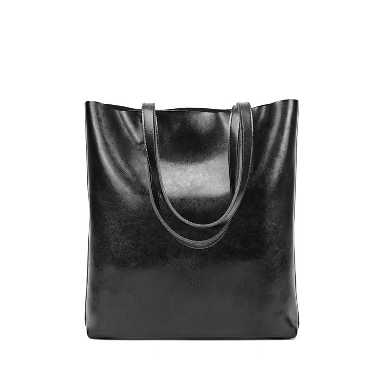 Bolso de piel de vaca para mujer, elegante y sencillo