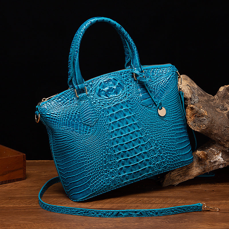 Sac messager portable à motif crocodile rétro pour femme