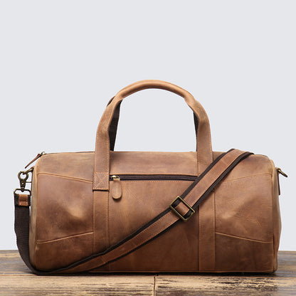 Bolso de viaje portátil de cuero genuino para hombre