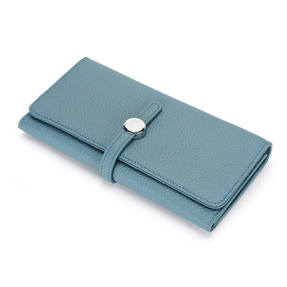 Portefeuille long en cuir pour femme avec grande capacité pliable