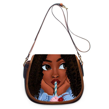 Bolso bandolera de un solo hombro de PU africano para mujer