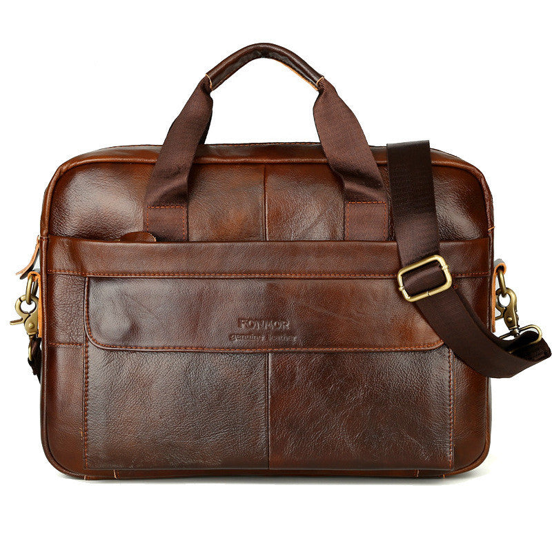 Cowhide men's horizontal business bag