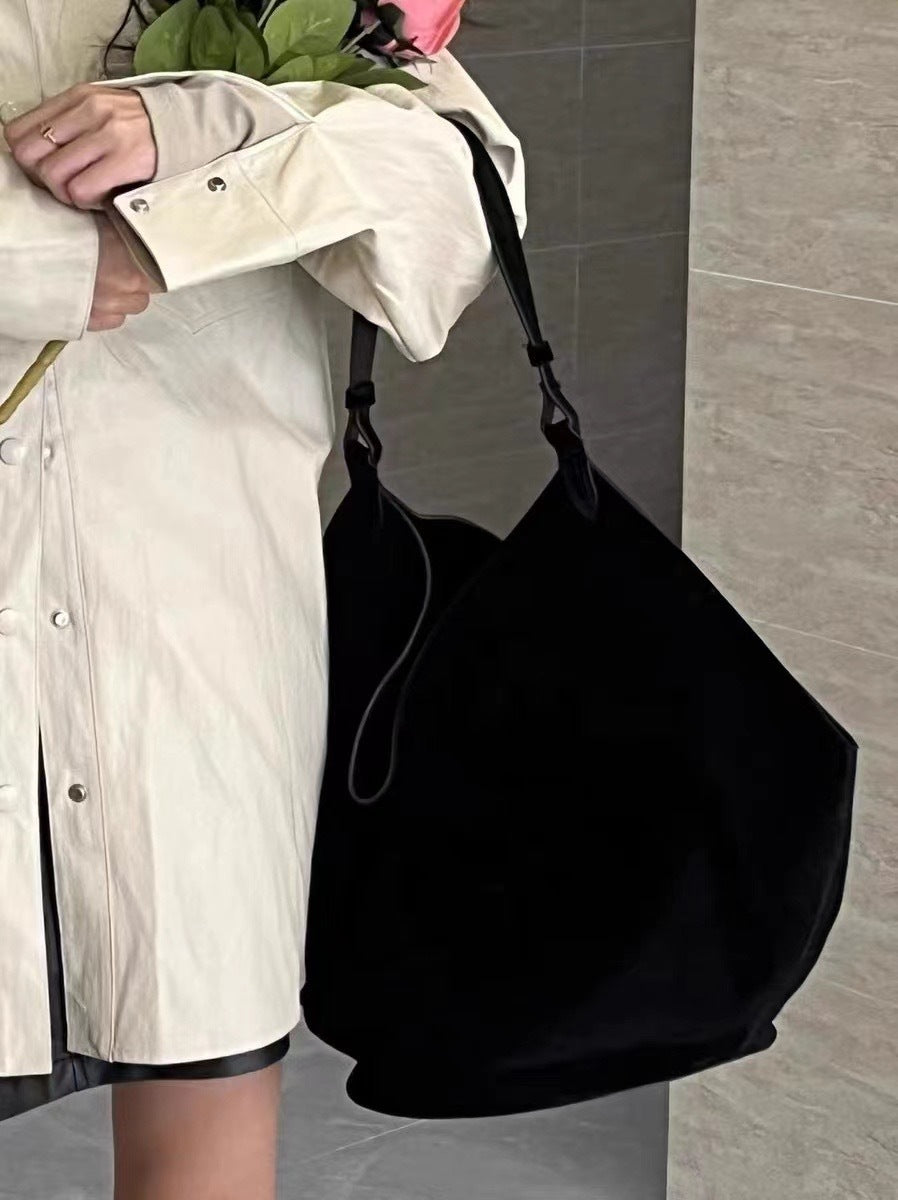 Sac seau en cuir de vache givré grande capacité en cuir véritable