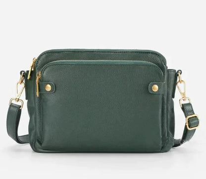 Bolso bandolera de cuero de tres capas estilo retro europeo y americano