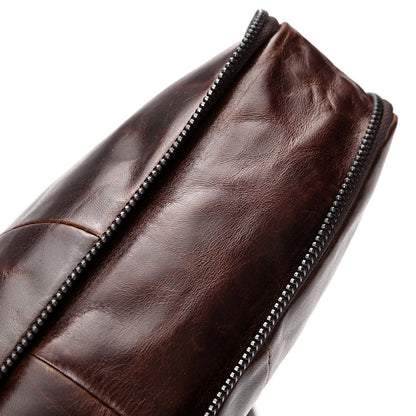 The First Layer Of Oil Wax Leather One Shoulder Men's Diagonal Bag