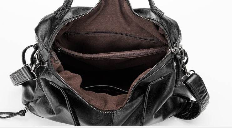 Bolso bandolera de piel lavada de gran capacidad para otoño e invierno, bolso de mano para motocicleta, bolso de hombro, bolso grande para mujer