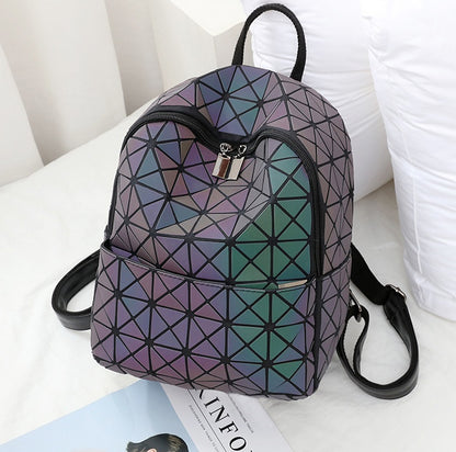 Mochilas luminosas para mujer, mochila de moda para uso diario, paquete para mujer, bolsos plegables con lentejuelas geométricas, minibolso, mochila escolar