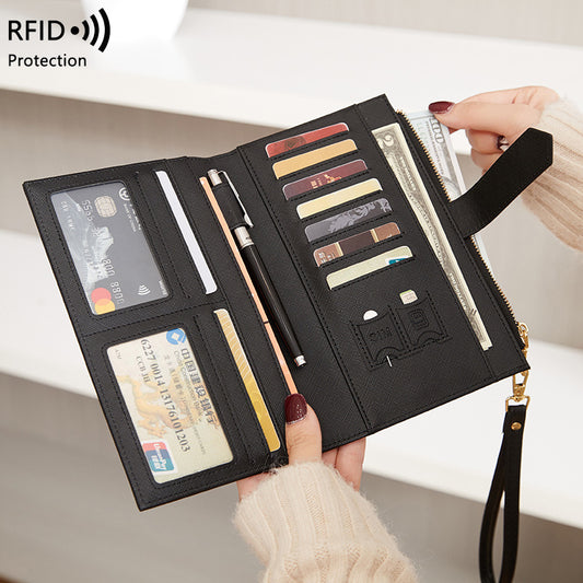 Porte-passeport anti-magnétique RFID Portefeuille multifonctionnel pour femme