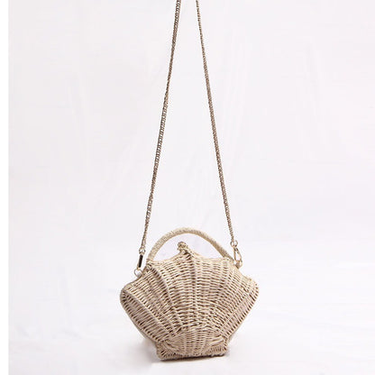 Women's Woven Shoulder Handbag Shell-shaped Chain Pouch