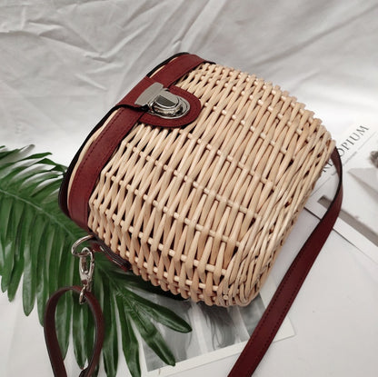 Sac à main rond tissé à la main pour femme