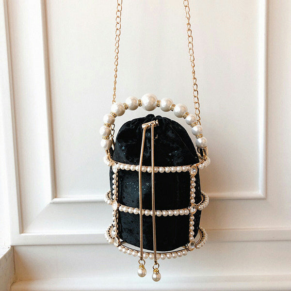 Pearl chain bucket bag