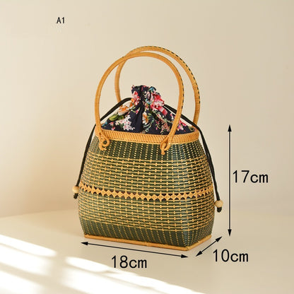 Sac à main en bambou tissé à la main pour pique-nique et voyage